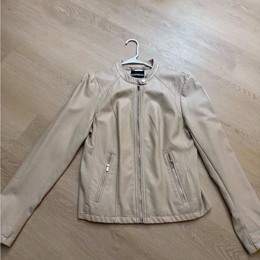 Express Women's Beige Leather Jacket